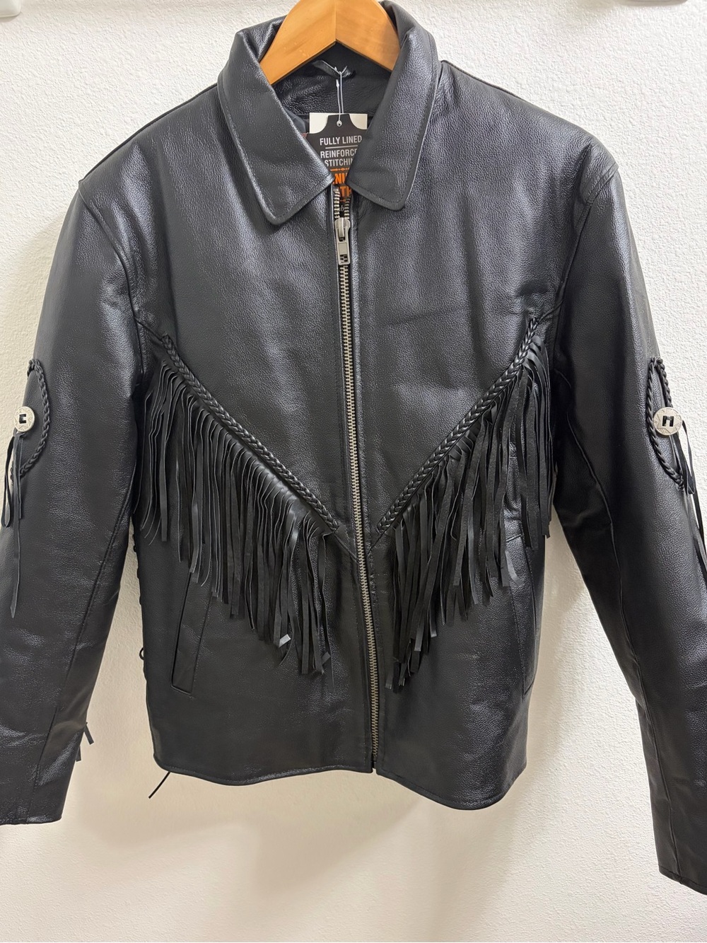 Live Ride Rock Women’s XL Black Genuine Leather Fringe Motorcycle Jacket NWT